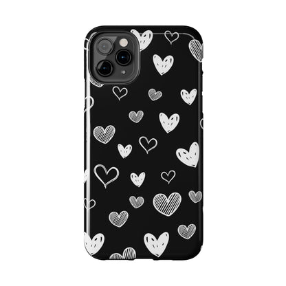 Heart doodles seamless pattern Tough Phone Cases