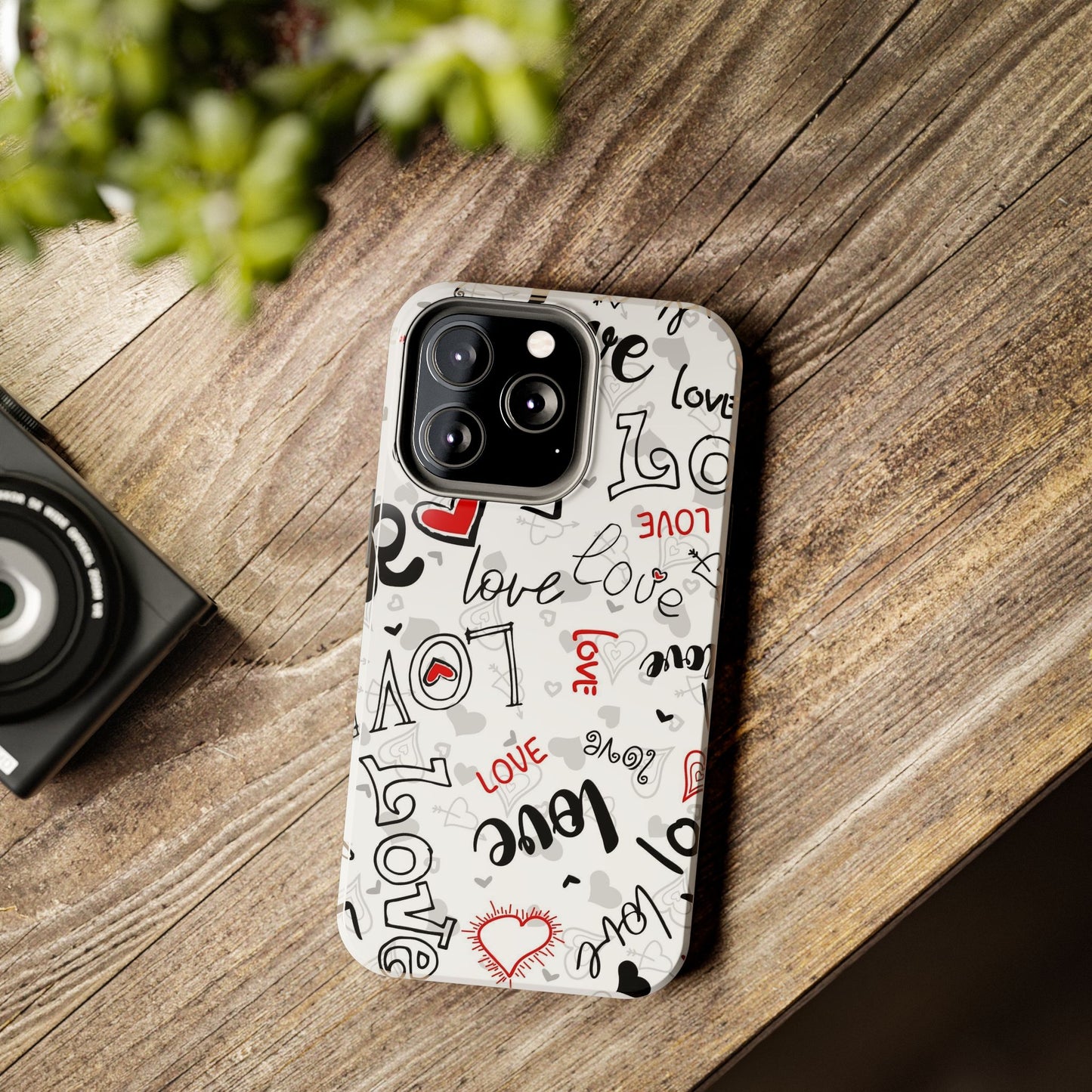 hearts with the words love Tough Phone Cases