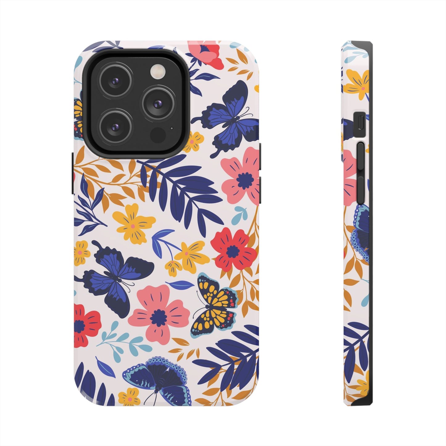 Seamless pattern with butterflies and flowers Tough Phone Cases iPhone 14 Pro