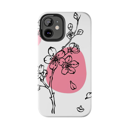 Spring blossom monochrome line art floral Tough Phone Cases