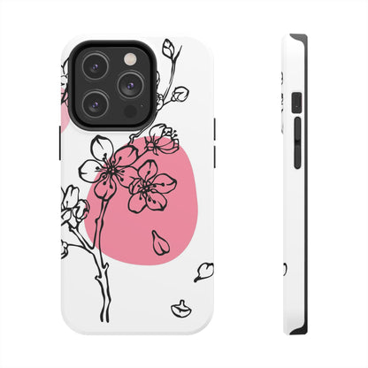 Spring blossom monochrome line art floral Tough Phone Cases iPhone 14 Pro