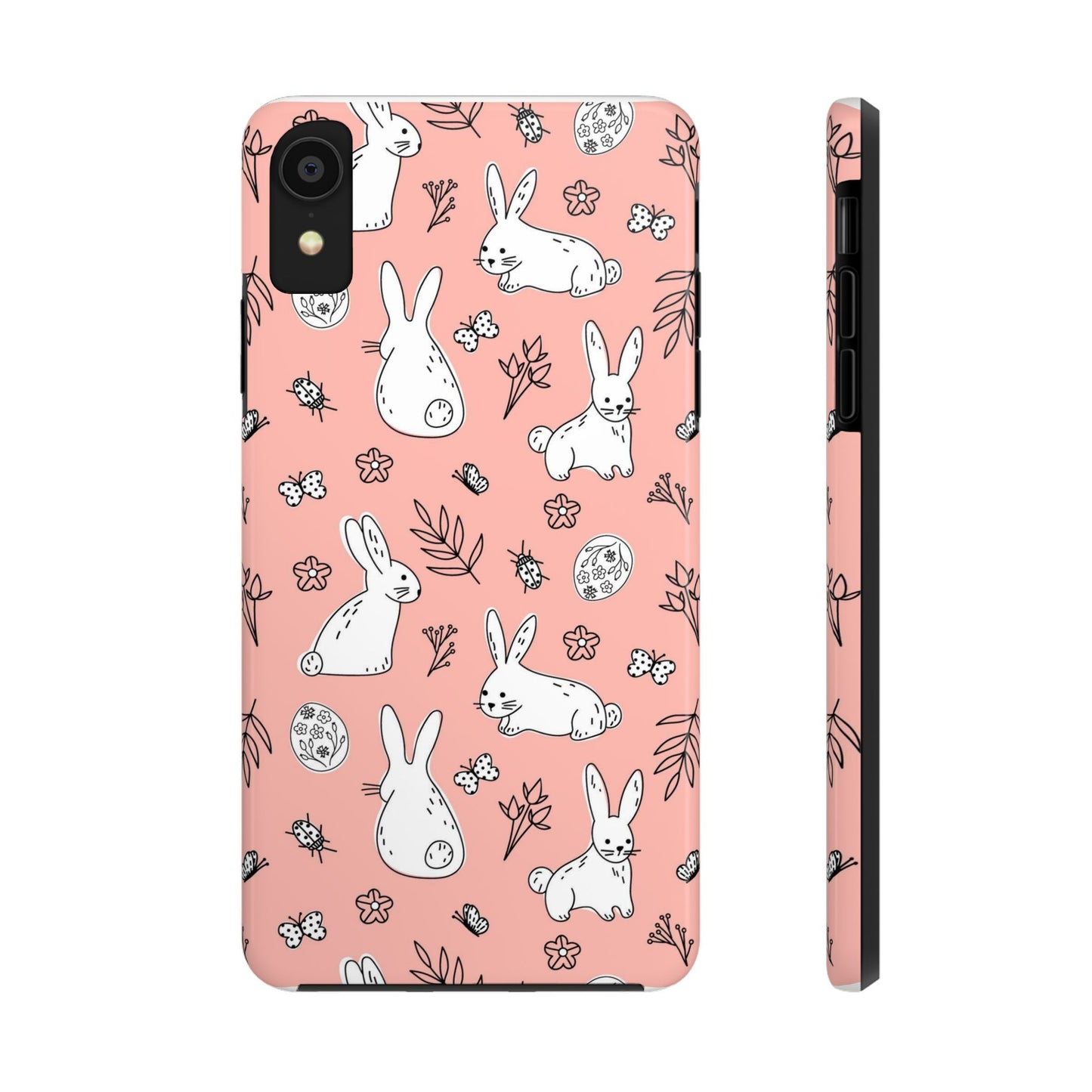 pattern with bunnies, flowers. Tough Phone Cases iPhone XR