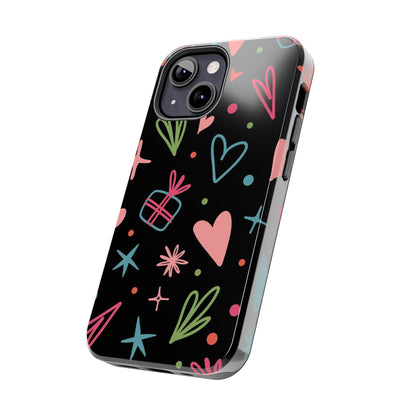 Valentine Day Doodle seamless pattern Tough Phone Cases