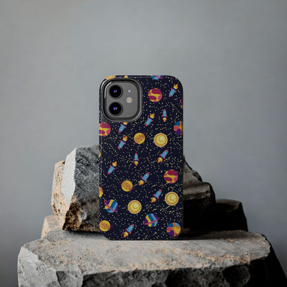 Seamless space pattern. Planets, rockets Tough Phone Cases