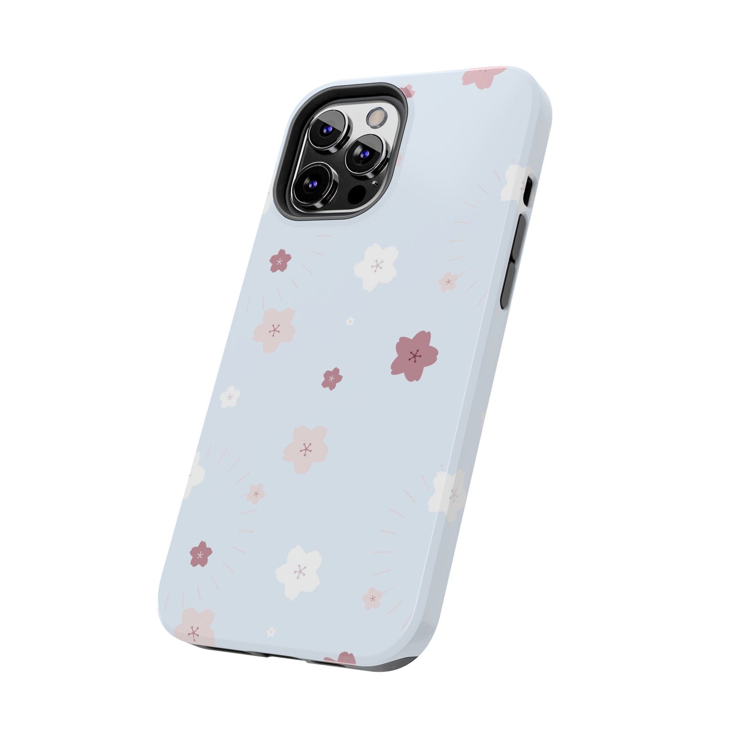 seamless cute lovely pink and white cherry blossom Tough Phone Cases