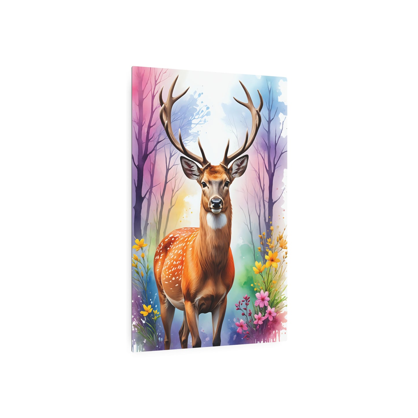 Majestic Deer in Springtime Splendo Metal Art Sign