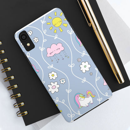 Cute little unicorn heart flower sun cloud Tough Phone Cases