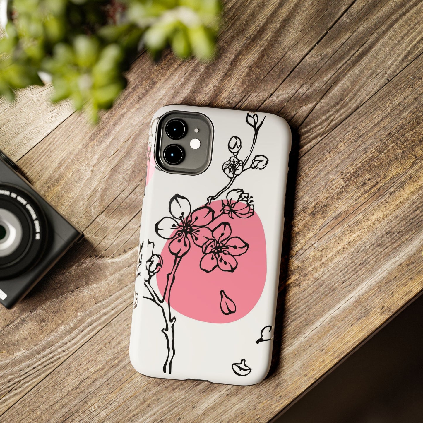 Spring blossom monochrome line art floral Tough Phone Cases