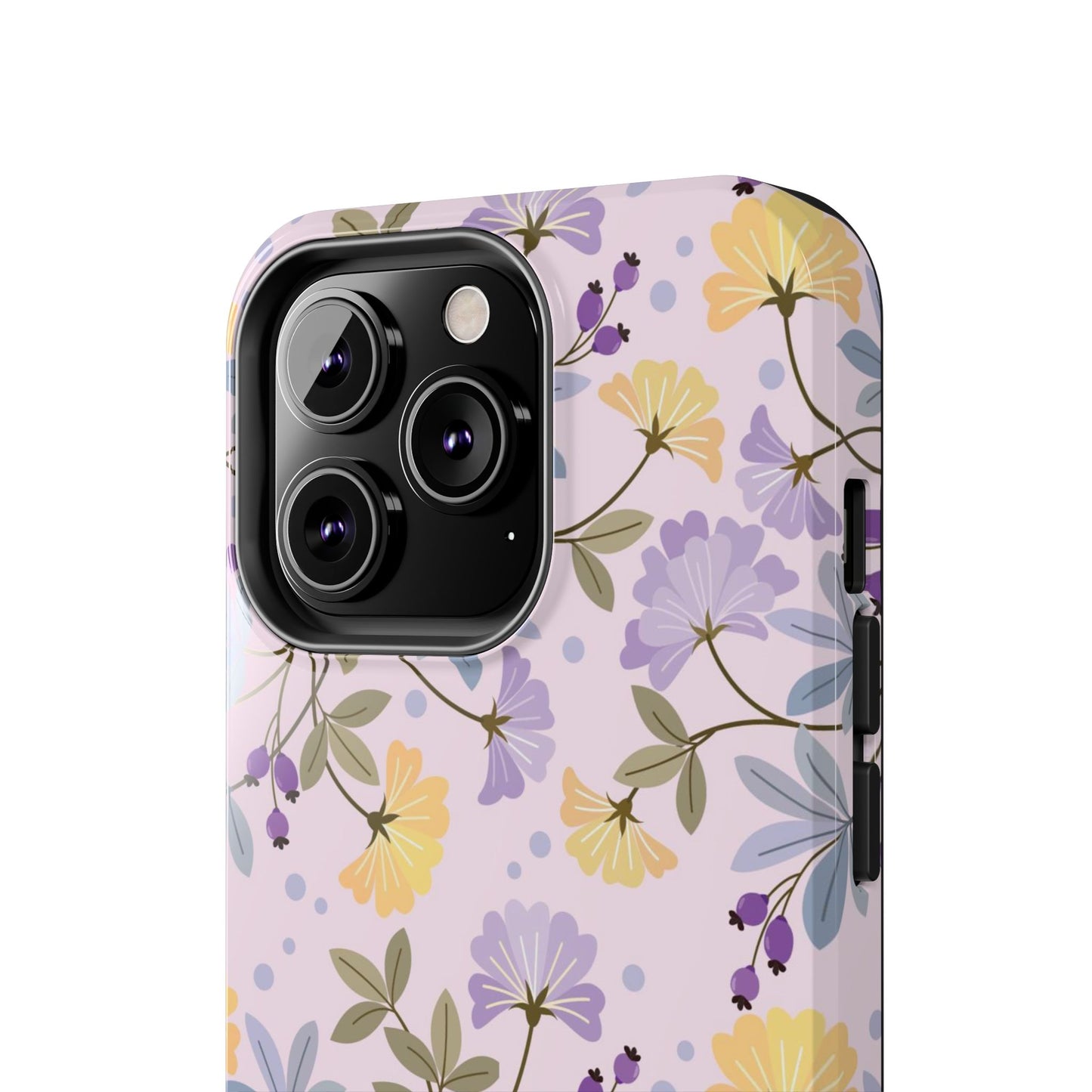 Blooming yellow and purple flowers Tough Phone Cases