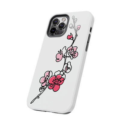 Cherry blossom single line art with abstract pink Tough Phone Cases