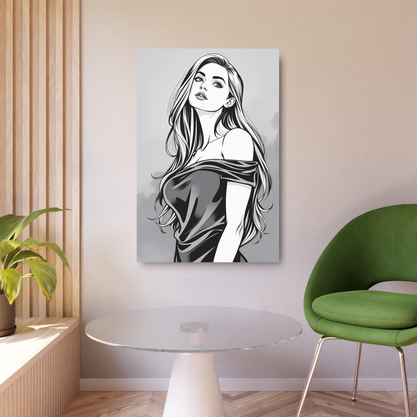 Chic Elegance: Vintage-Inspired Metal Sign Print of a Classy Woman