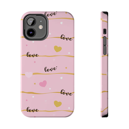 Abstract seamless pattern of heart, wording love, Tough Phone Cases iPhone 12