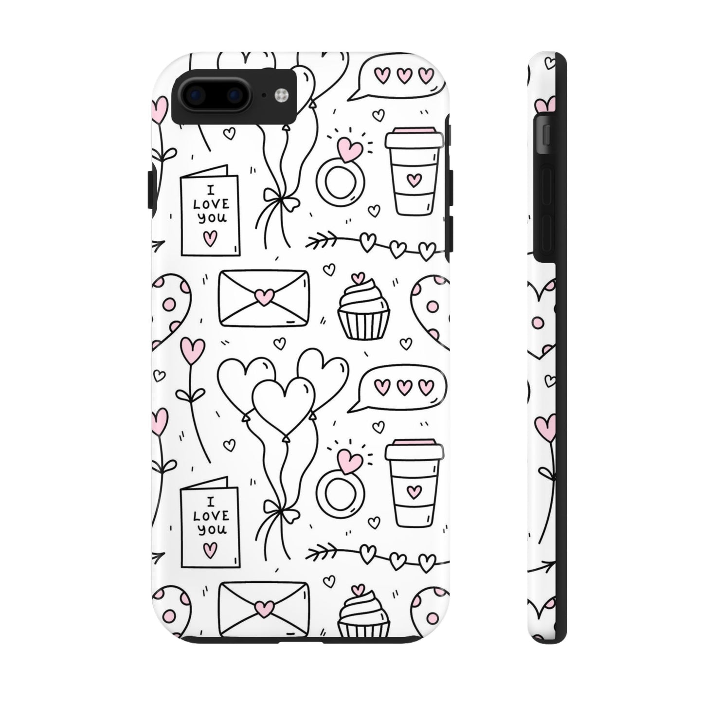 Cute seamless pattern for Valentine's Day with hearts Tough Phone Cases iPhone 7 Plus, iPhone 8 Plus