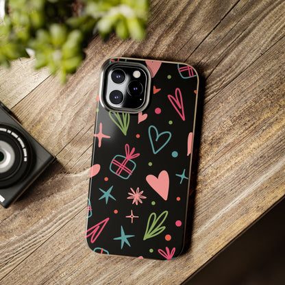 Valentine Day Doodle seamless pattern Tough Phone Cases