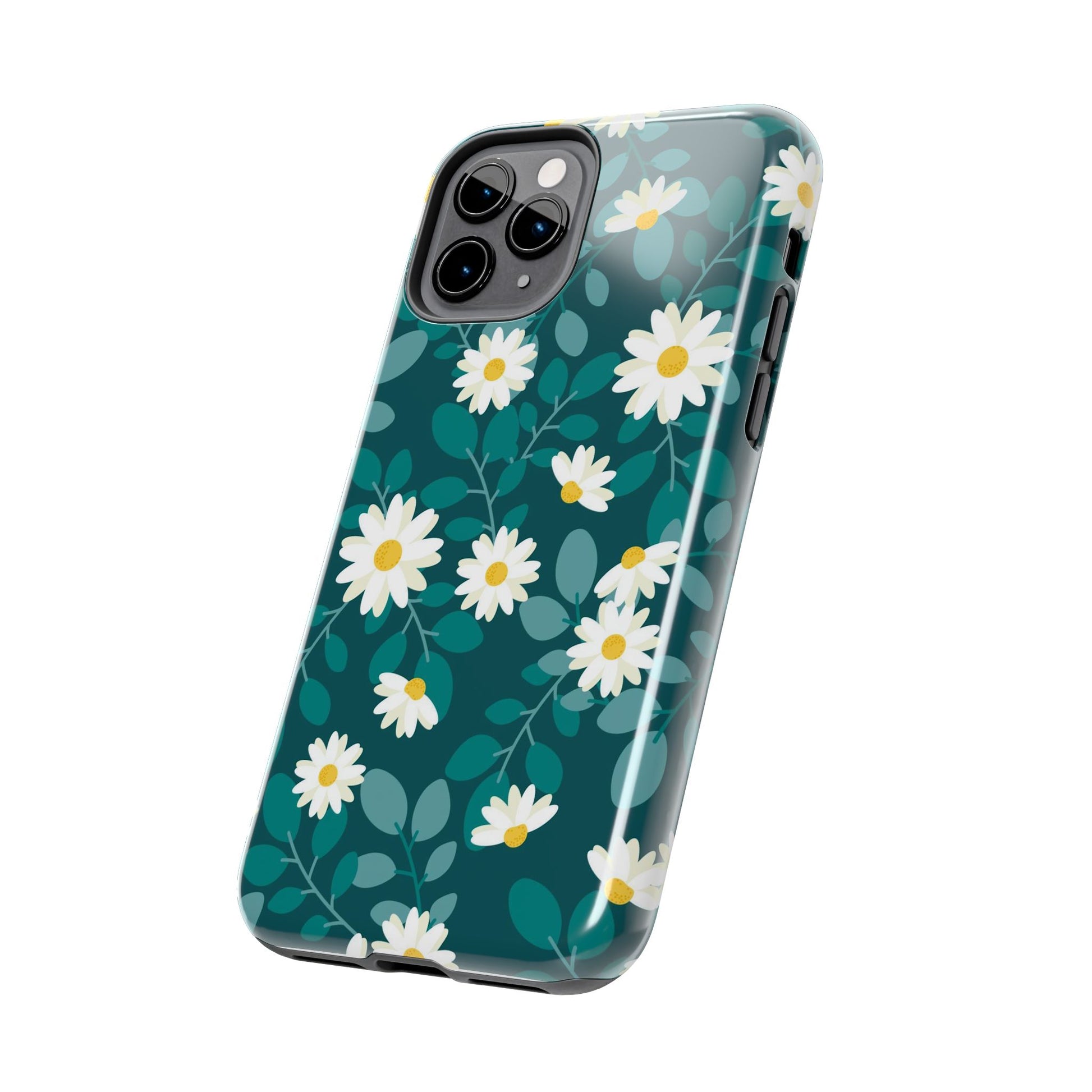 cute white daisy flower flat style seamless pattern Tough Phone Cases