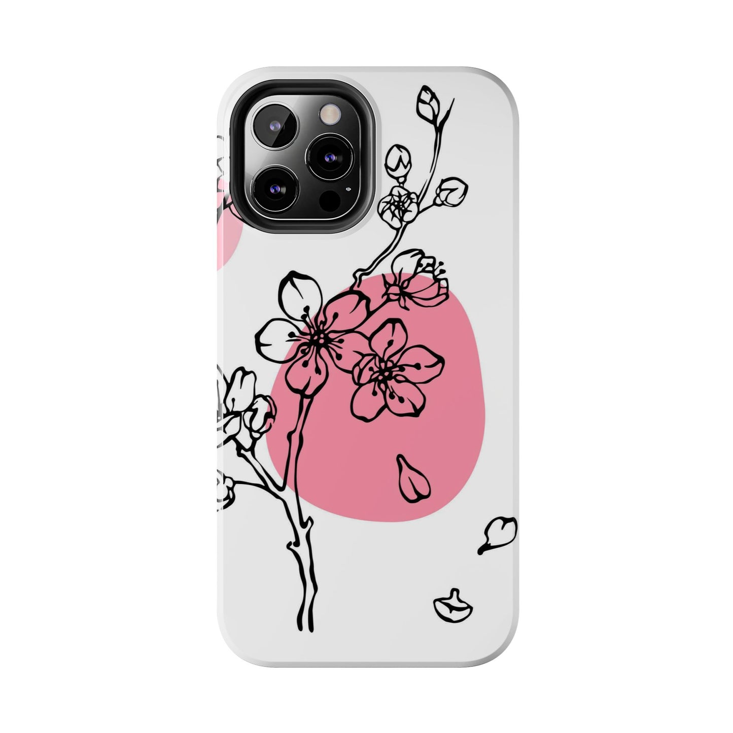 Spring blossom monochrome line art floral Tough Phone Cases