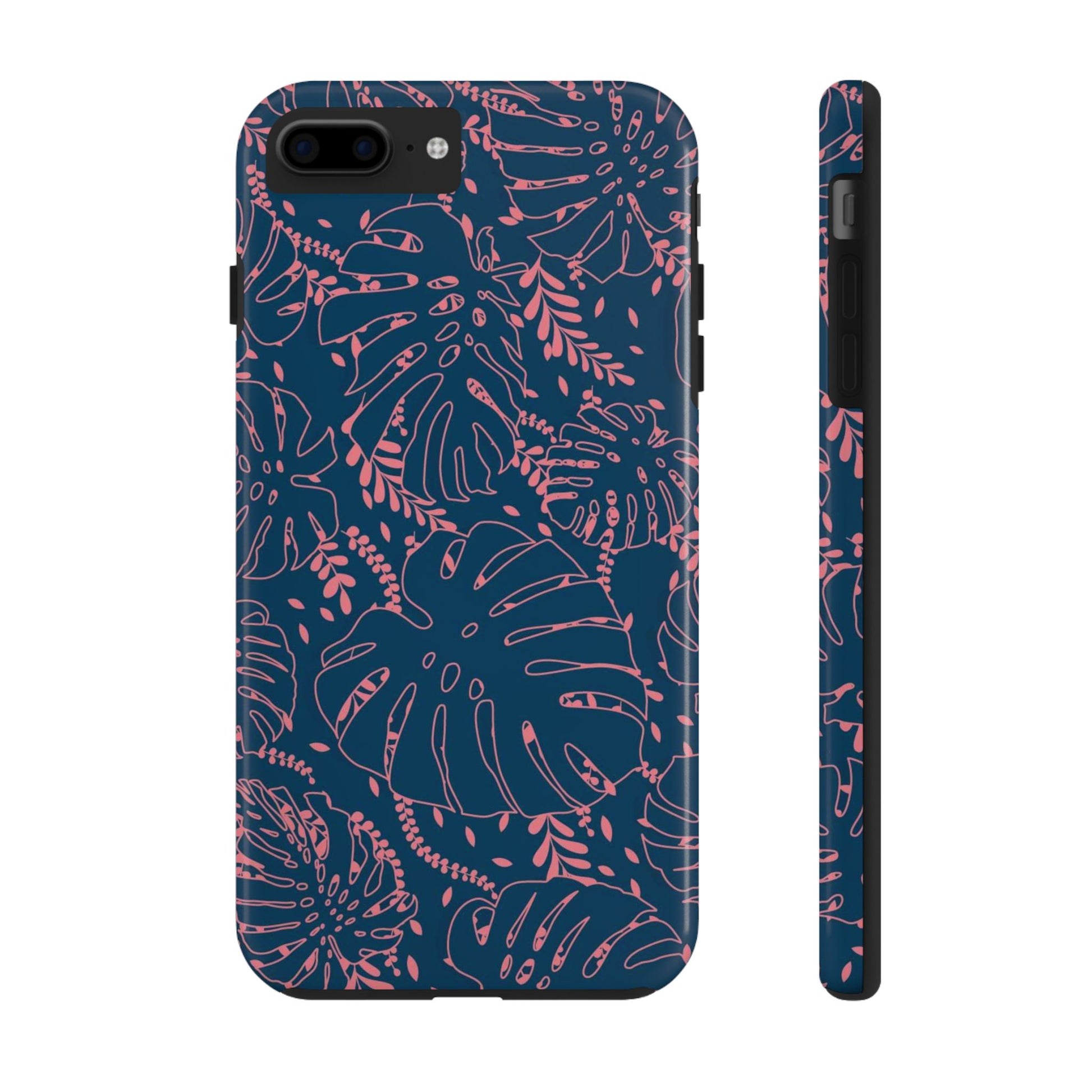 Dark Blue Leaves Tough Phone Cases iPhone 7 Plus, iPhone 8 Plus