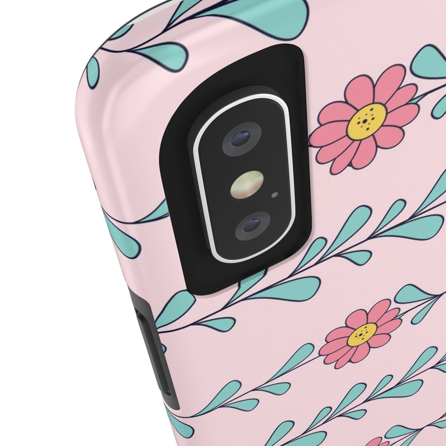 Seamless pattern pink flowers leaves Tough Phone Cases