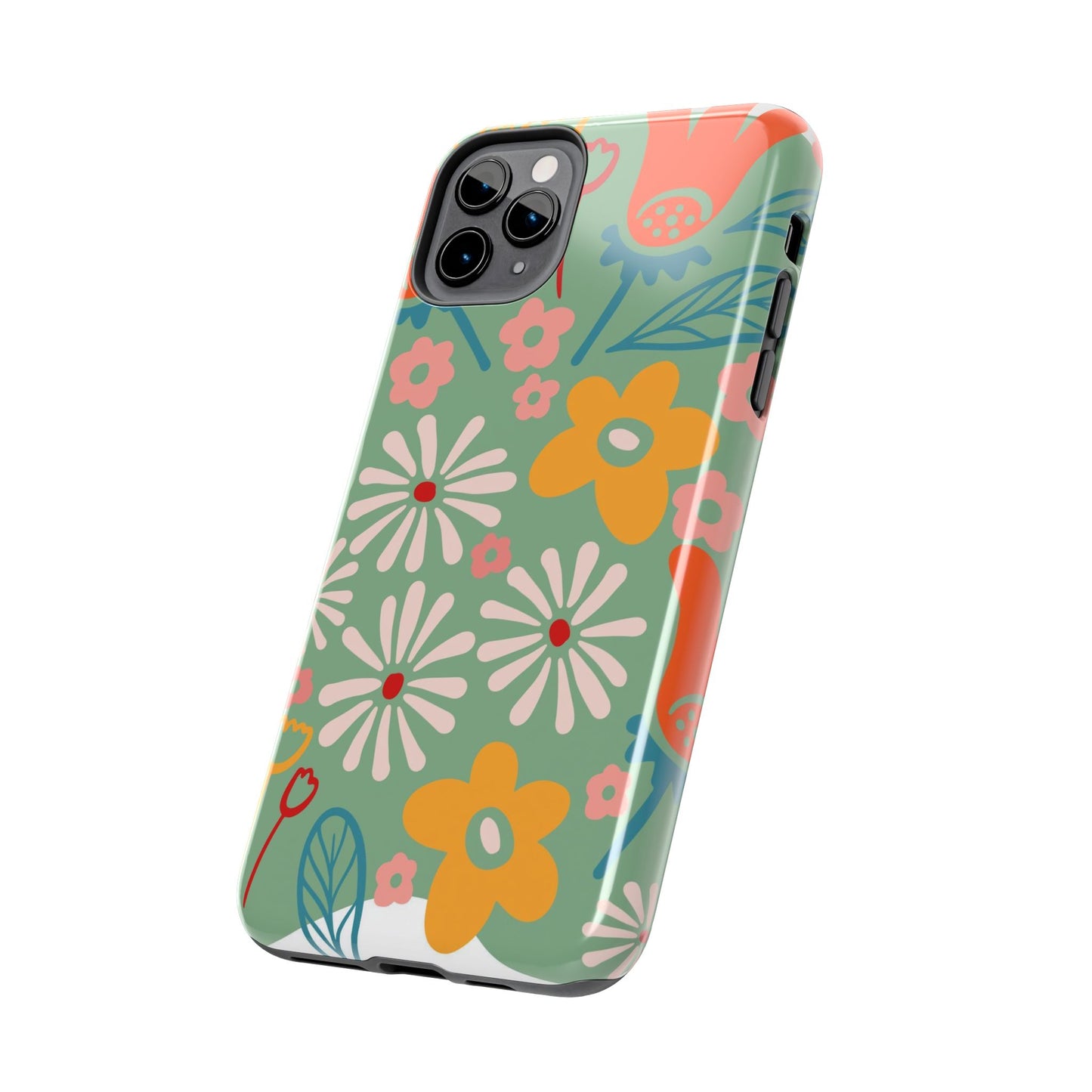 flowers in trendy retro Tough Phone Cases