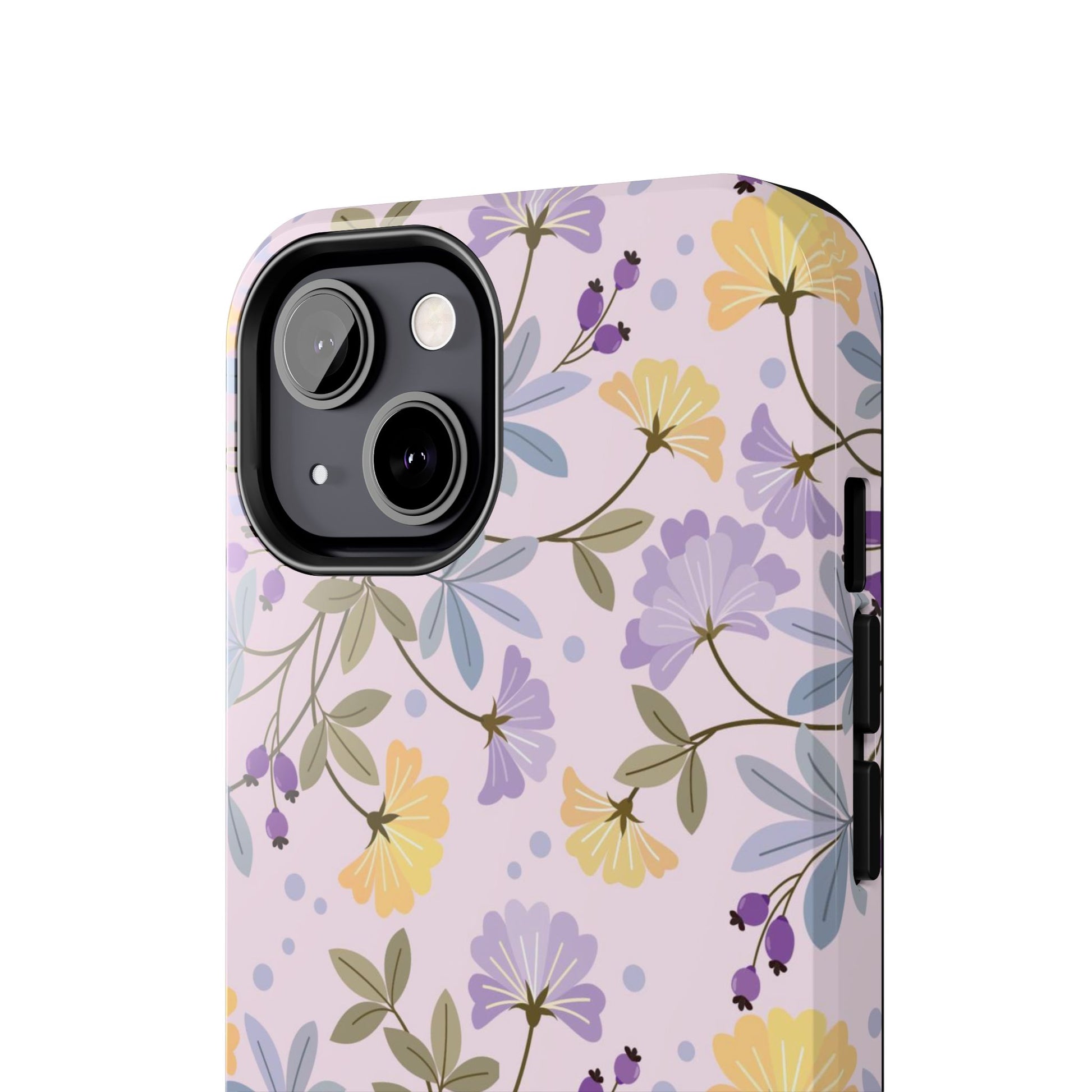 Blooming yellow and purple flowers Tough Phone Cases