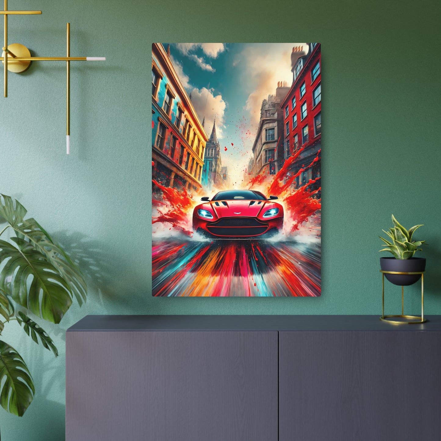 Urban Inferno: The Fury of Speed and Color Metal Art Sign 24" x 36" (Vertical) 0.12''