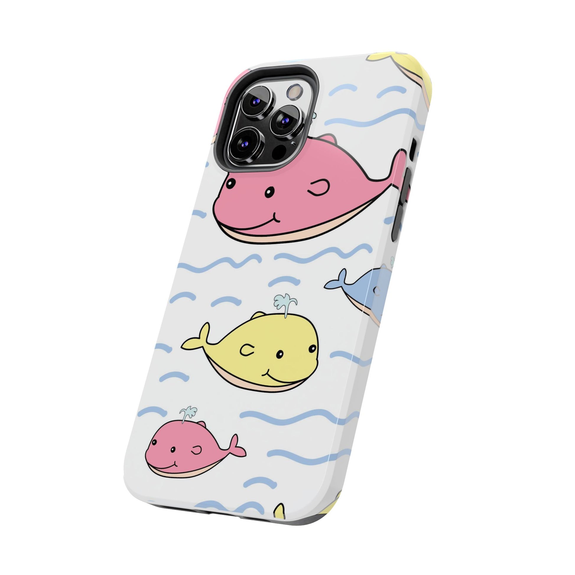 Seamless cute multicolored whale cartoon pattern Tough Phone Cases