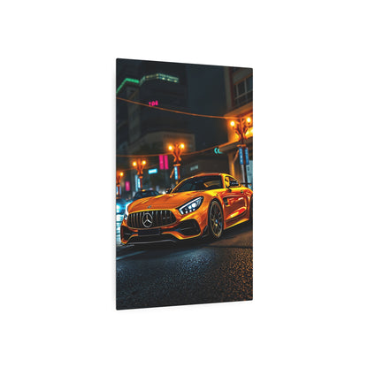 Revving Dreams: The Iconic Mercedes-AMG GT at Night Metal Art Sign