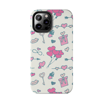 Pink seamless pattern with cute love doodles Tough Phone Cases