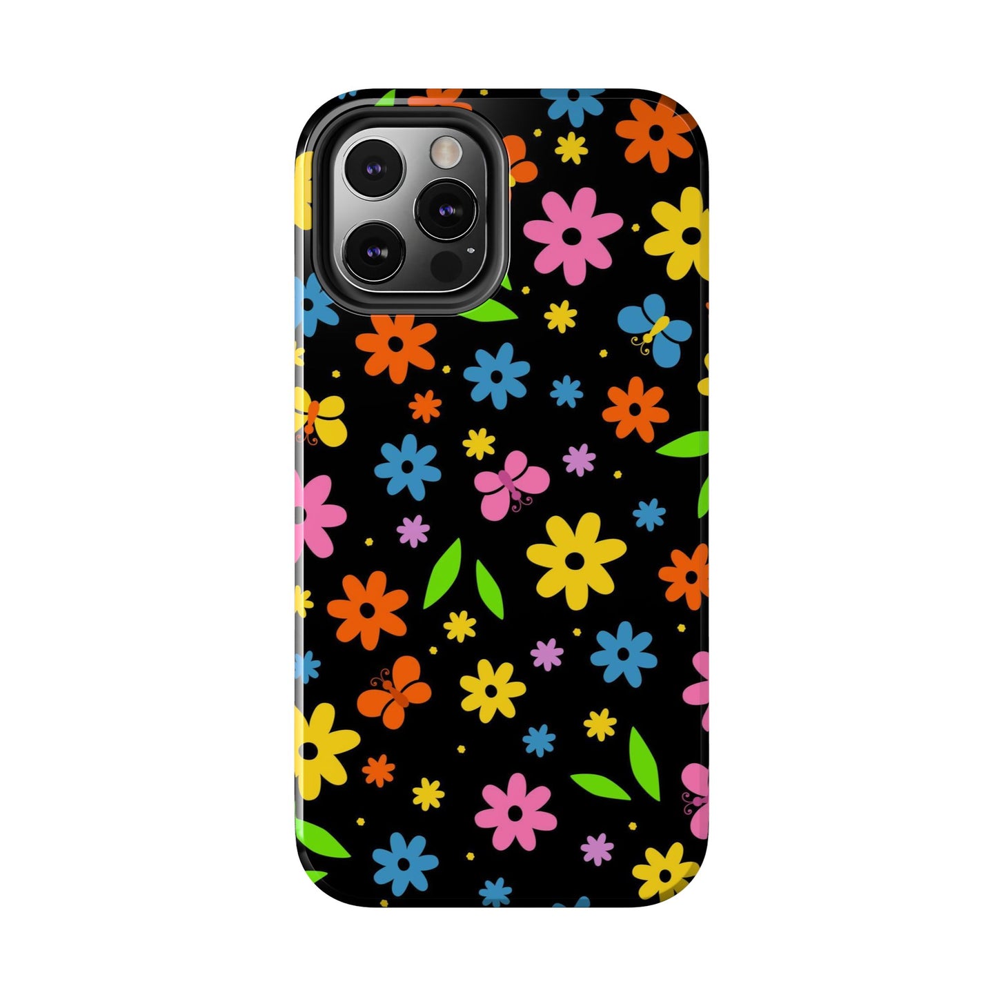 Cute pattern with simple flowers and butterflies. Tough Phone Cases