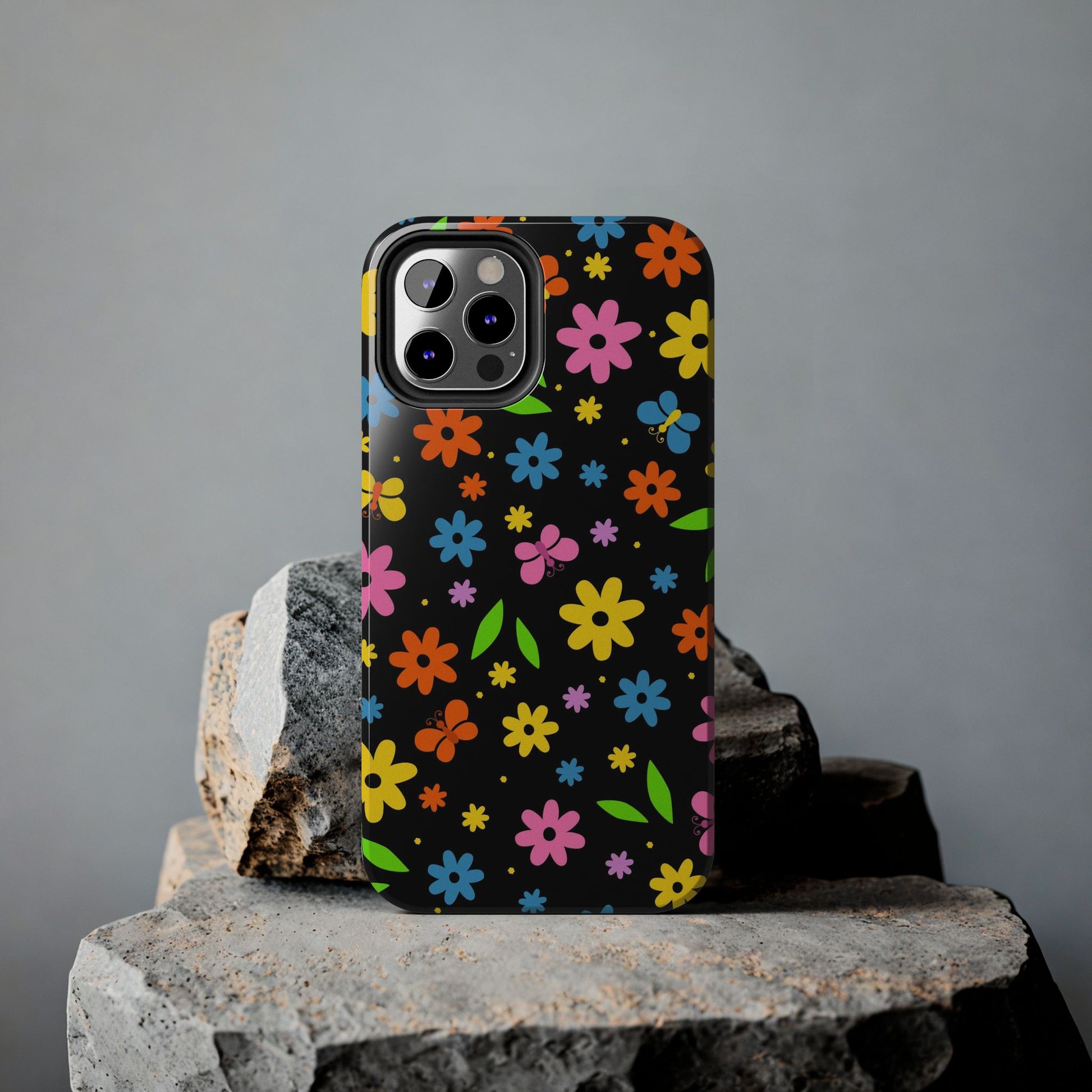 Cute pattern with simple flowers and butterflies. Tough Phone Cases