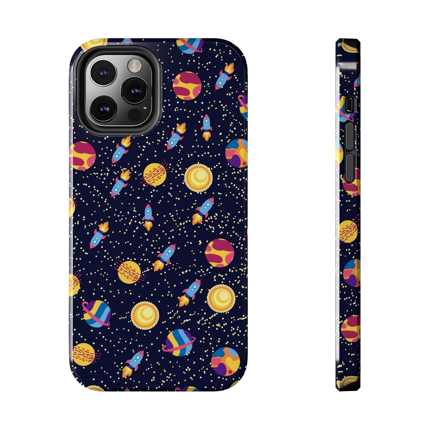 Seamless space pattern. Planets, rockets Tough Phone Cases iPhone 12 Pro