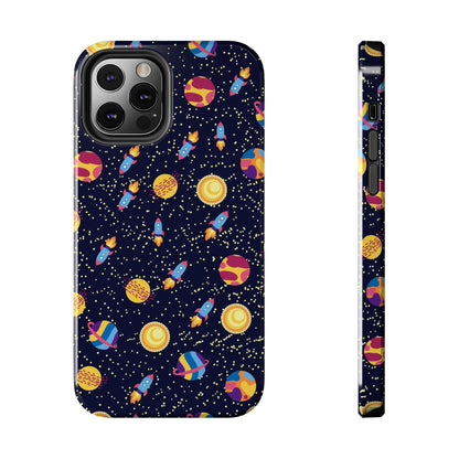 Seamless space pattern. Planets, rockets Tough Phone Cases iPhone 12 Pro