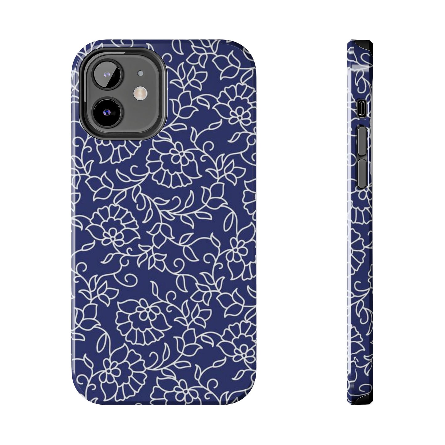 Outline Floral Pattern Tough Phone Cases iPhone 12