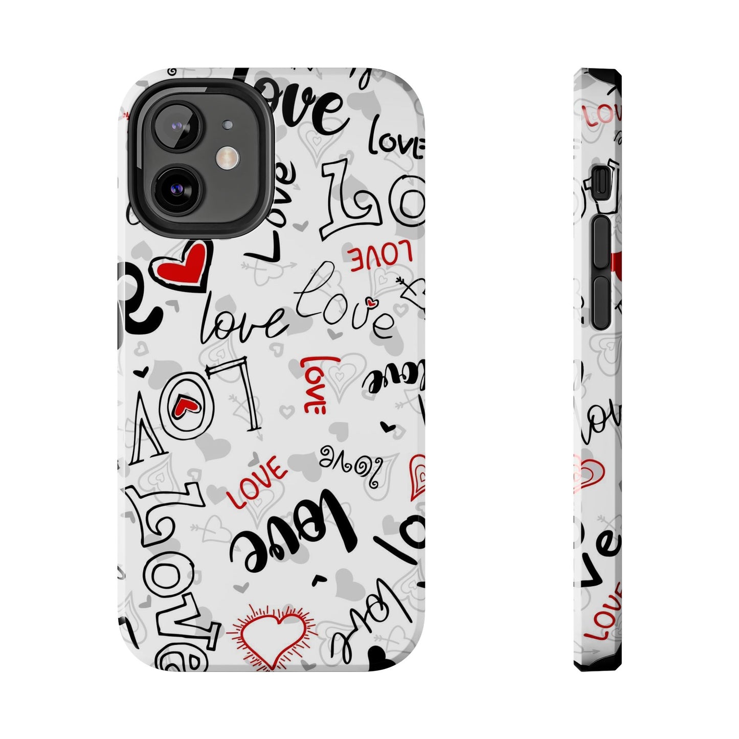 hearts with the words love Tough Phone Cases iPhone 12 Mini