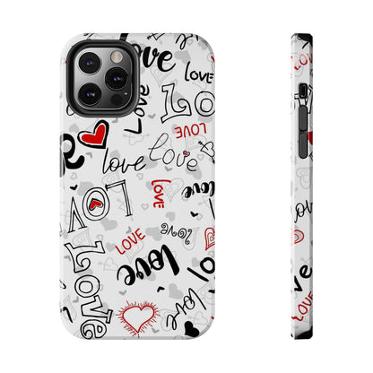 hearts with the words love Tough Phone Cases iPhone 12 Pro