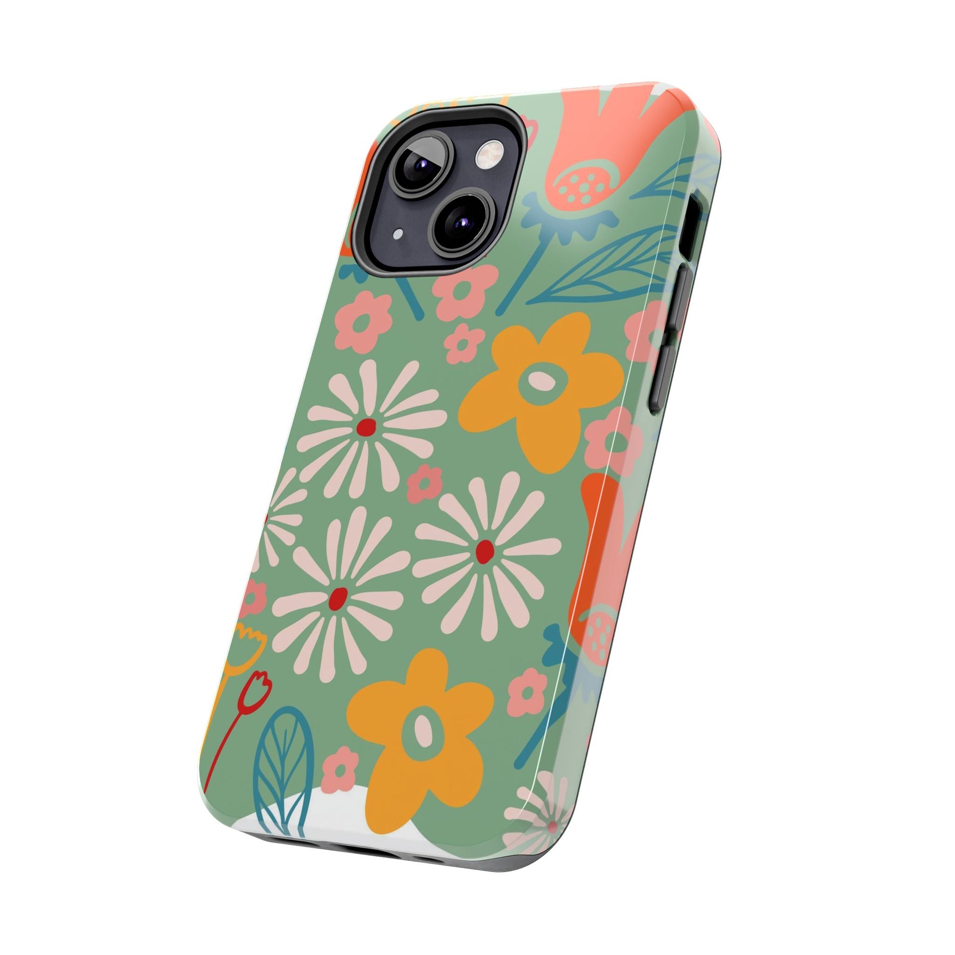 flowers in trendy retro Tough Phone Cases