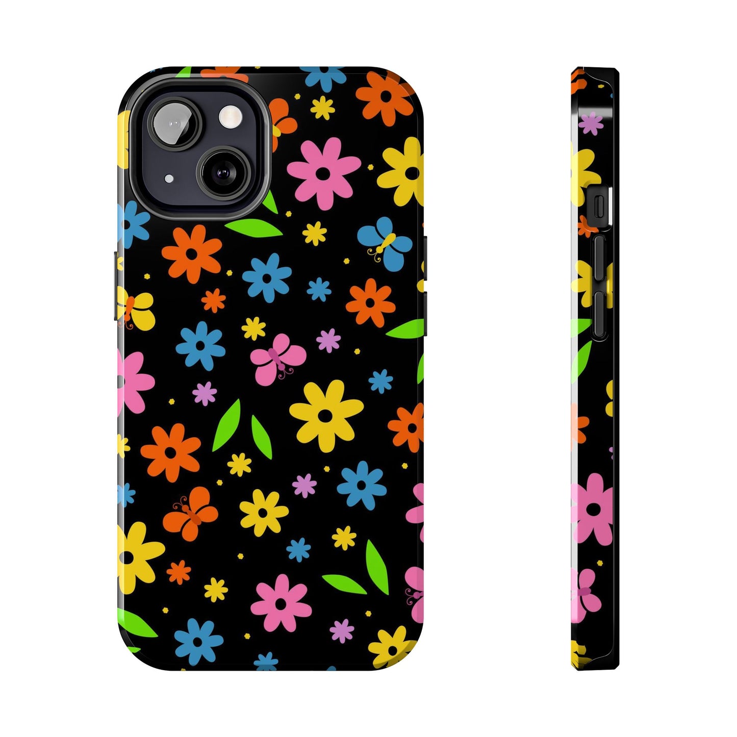 Cute pattern with simple flowers and butterflies. Tough Phone Cases iPhone 13