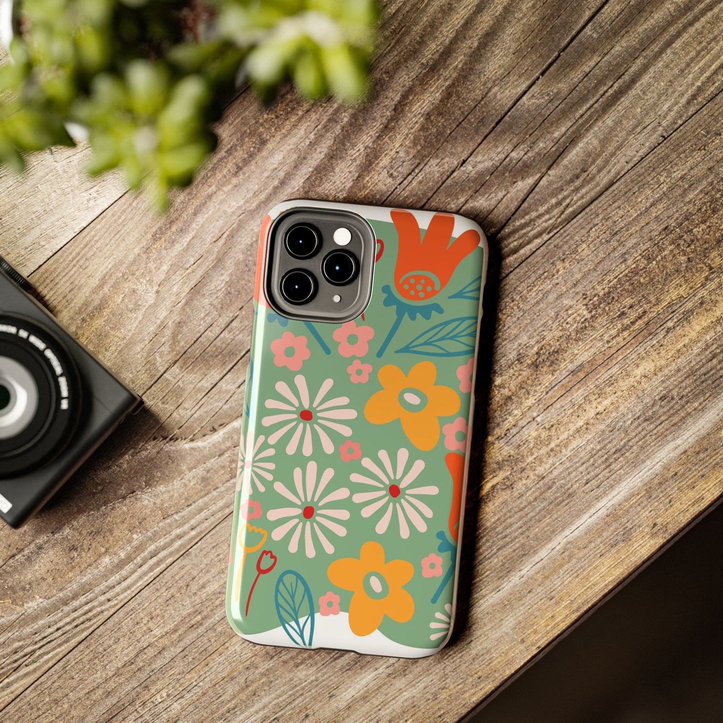 flowers in trendy retro Tough Phone Cases