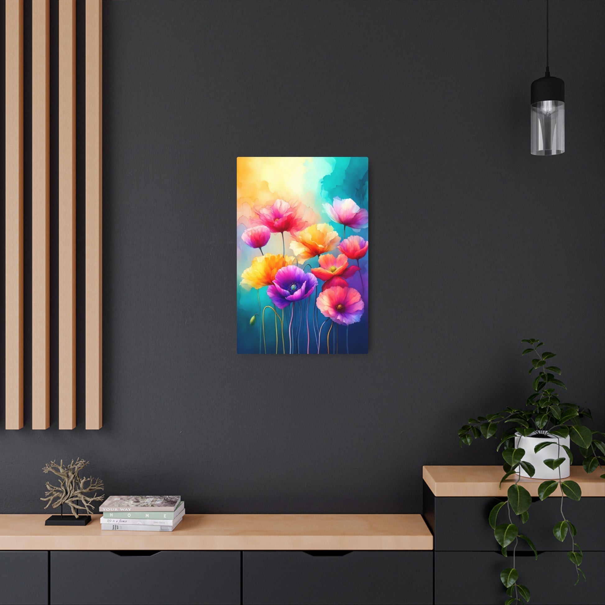 Ethereal Symphony: A Dance of Colors in Bloom Metal Art Sign