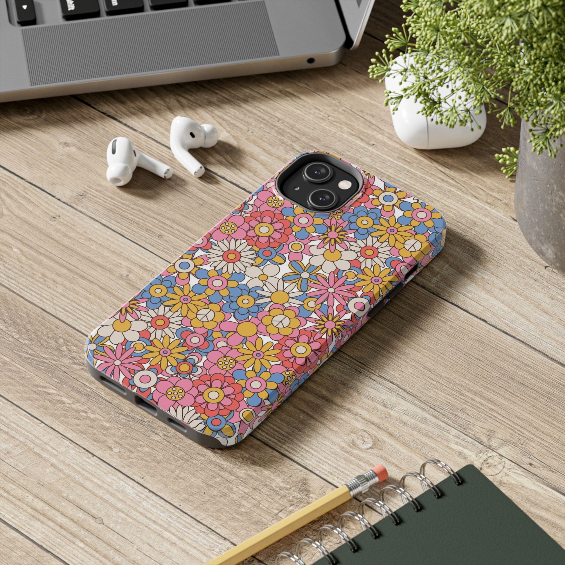 60s and 70s retro vintage flowers seamless Tough Phone Cases