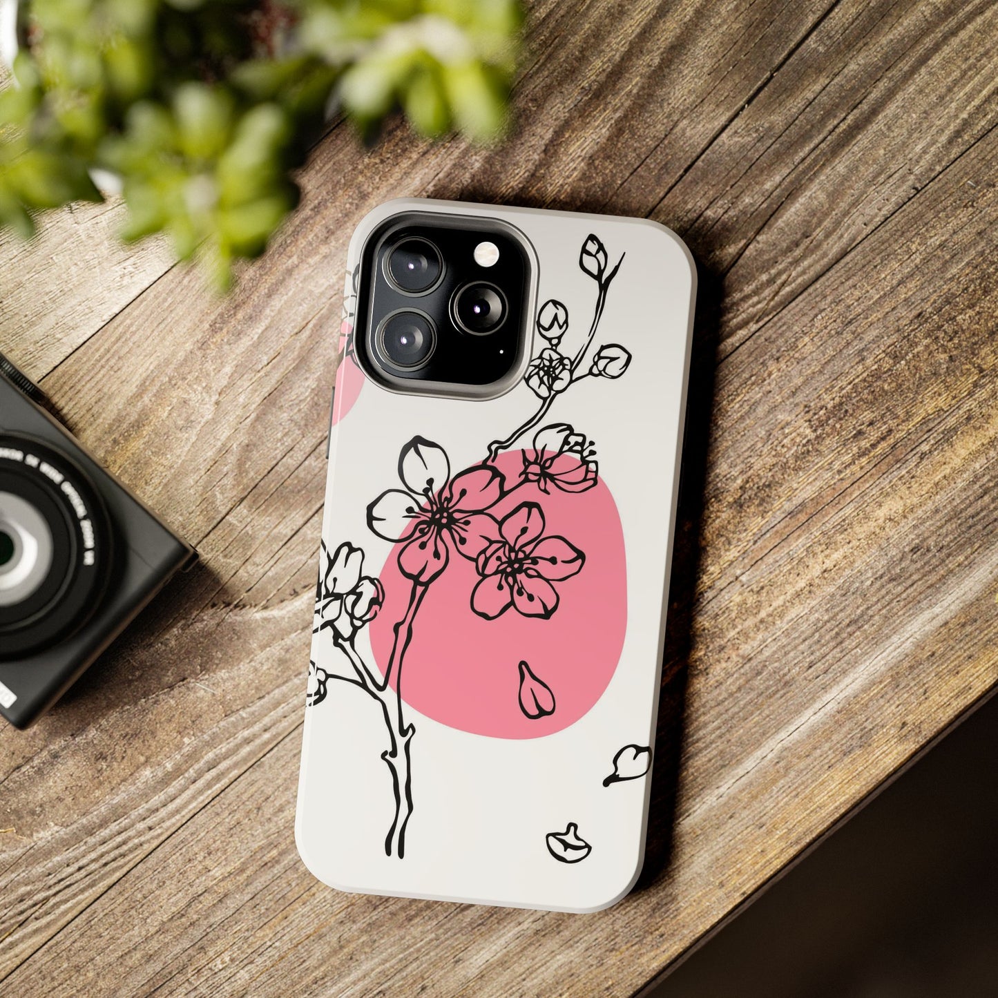 Spring blossom monochrome line art floral Tough Phone Cases