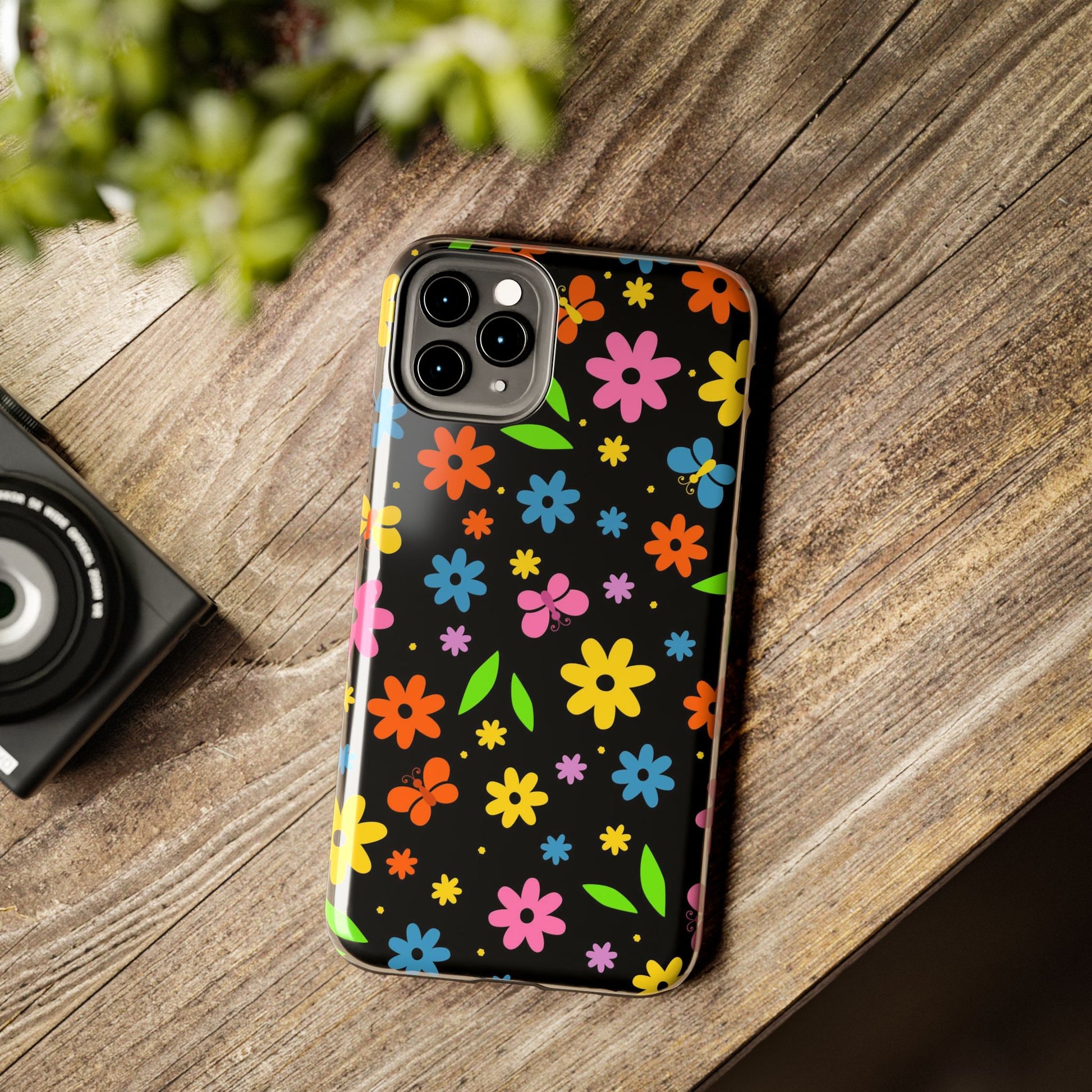 Cute pattern with simple flowers and butterflies. Tough Phone Cases