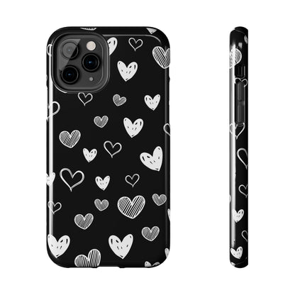 Heart doodles seamless pattern Tough Phone Cases iPhone 11 Pro