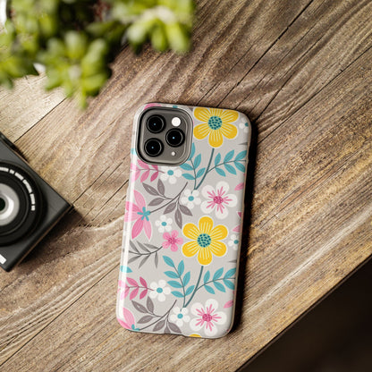 Colorful flowers and leaf Tough Phone Cases