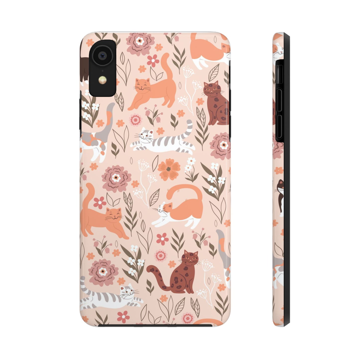 Seamless pattern with cute cats and flowers Tough Phone Cases iPhone XR