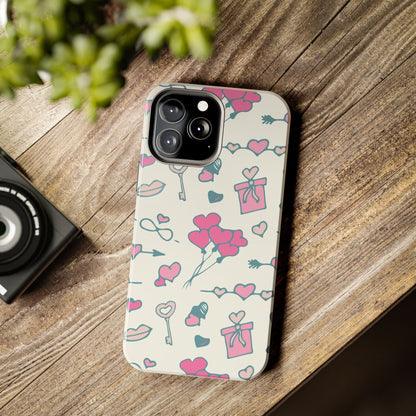 Pink seamless pattern with cute love doodles Tough Phone Cases