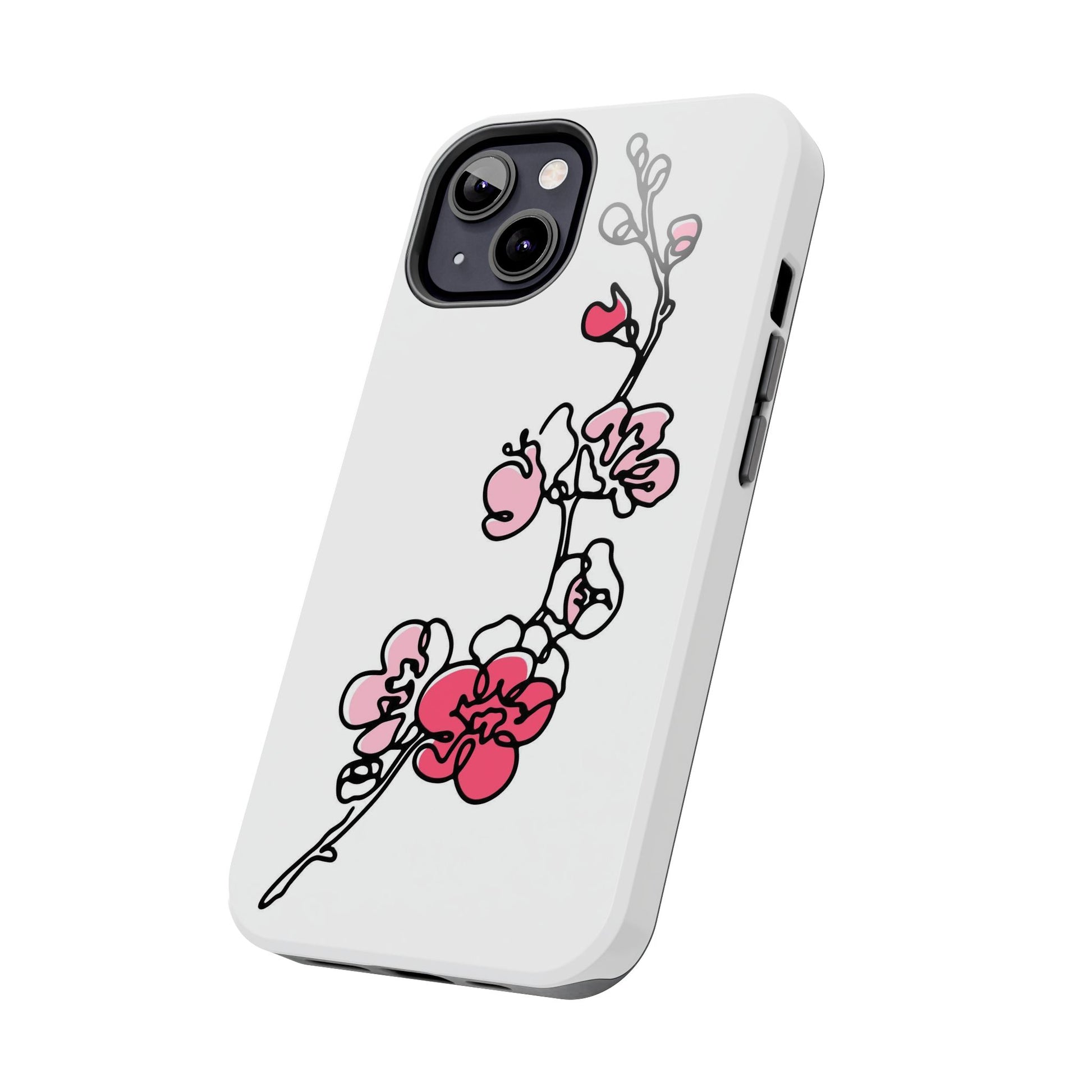 Cherry blossom single line art with abstract pink Tough Phone Cases