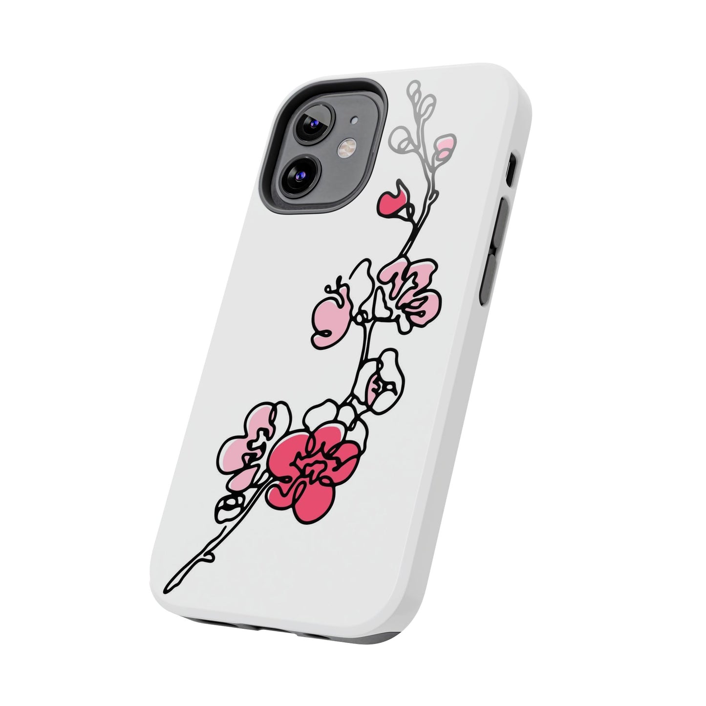 Cherry blossom single line art with abstract pink Tough Phone Cases