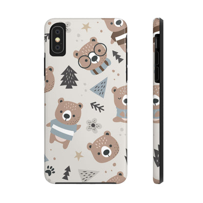 Scandinavian Teddy Bear Seamless Pattern Tough Phone Cases iPhone XS