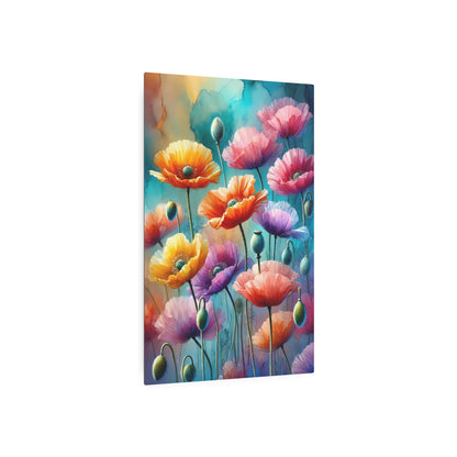 Radiant Symphony: The Dance of Poppies in a Dreamscape Metal Art Sign